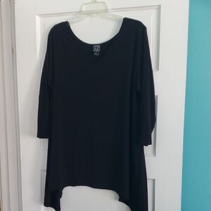 Clara Sun Woo Black Tunic with Asymmetrical Hem